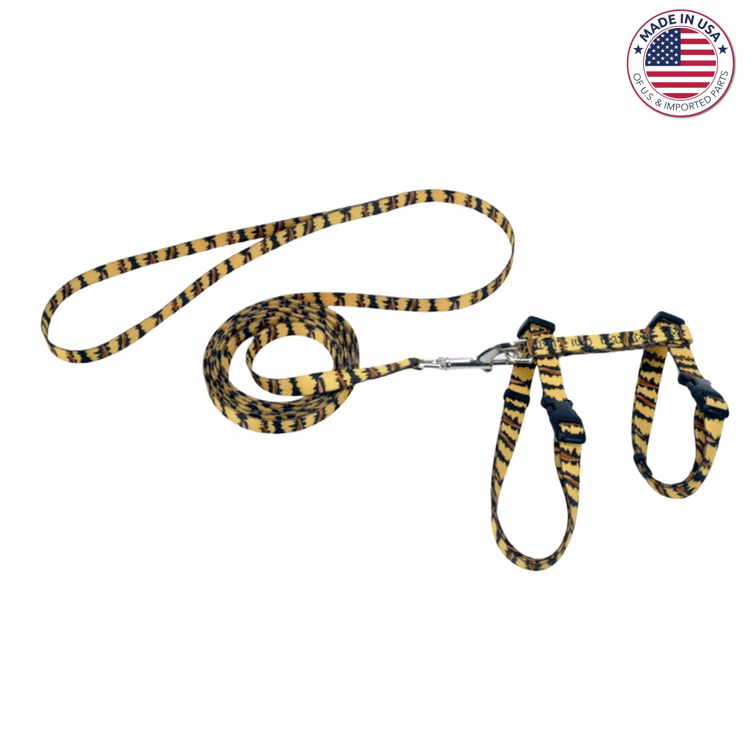 Figure "H" Fashion Adjustable Cat Harness and Leash Combo Tiger