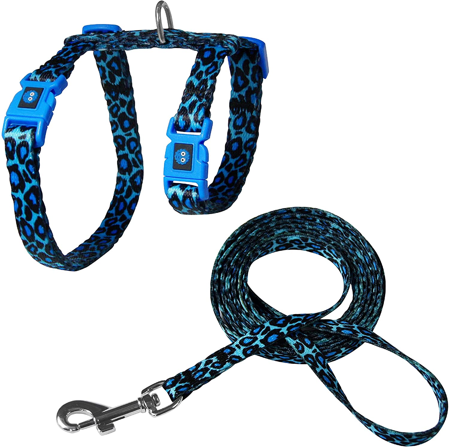 Cat Harness & Leash Combos Blue Leopard
