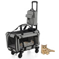 Rolling Cat Carrier with Dual-use Pads and Litter Bag-Gray Default Title