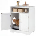 Cat Litter Box Enclosure Wooden Hidden Pet Washroom Furniture-White Default Title