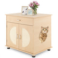 Cat Litter Box Enclosure with Sisal Scratching Doors and Storage-Natural Default Title