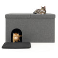 Cat Litter Box Enclosure Hidden Furniture with Urine Proof Litter Mat Gray