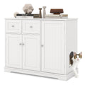 Cat Litter Box Enclosure with 2 Drawers and 3 Doors for Kittens and Adult Cats-White Default Title