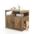 Cat Litter Box Enclosure with Double Barn Doors Divider Side Entry and Storage Shelf Default Title