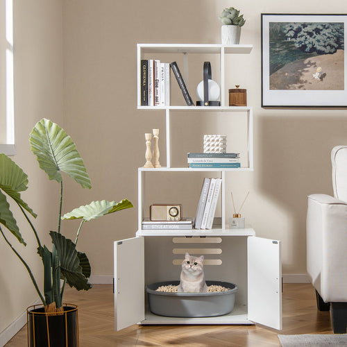 56 Inch Tall Cat Litter Box Enclosure with Storage