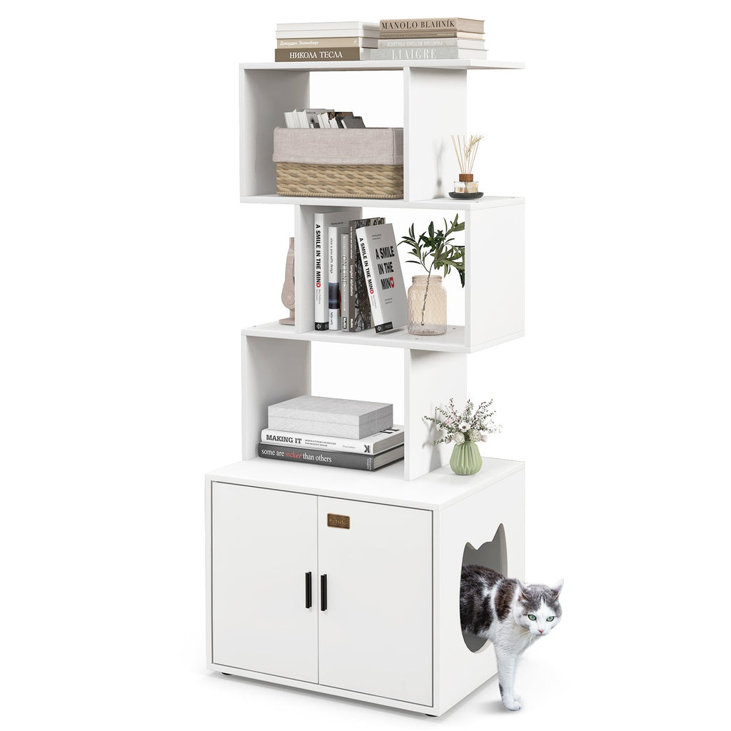56 Inch Tall Cat Litter Box Enclosure with Storage