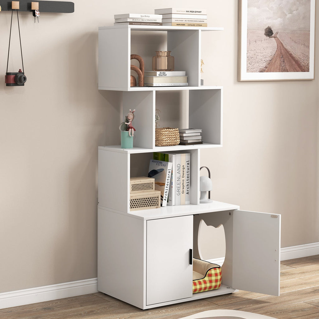56 Inch Tall Cat Litter Box Enclosure with Storage