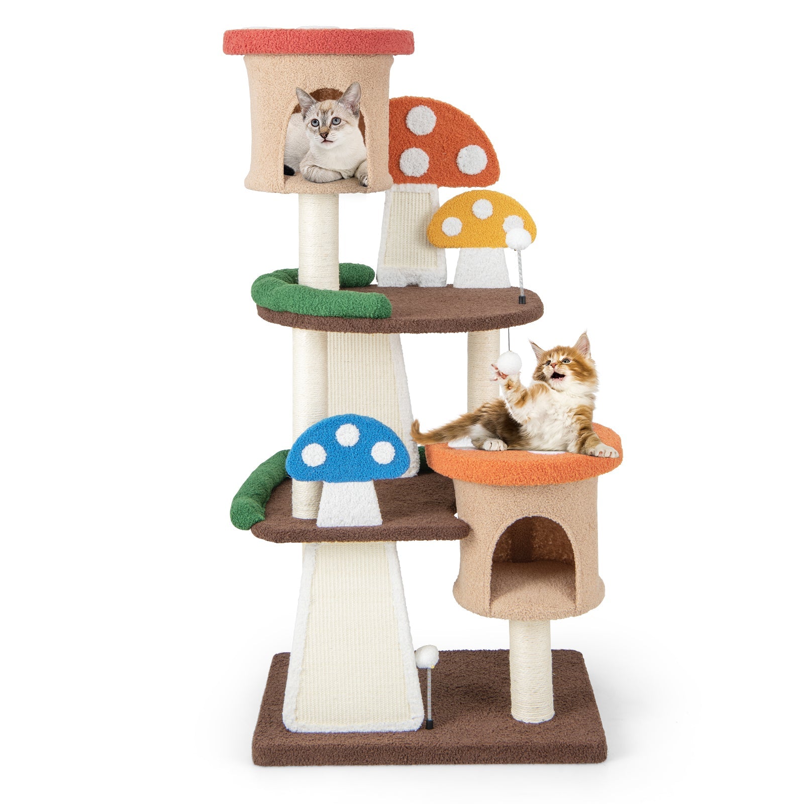 4-In-1 Cat Tree with 2 Condos and Platforms for Indoors-Multicolor Default Title