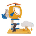 Indoor Small Aviation-themed Cat Tree Cat Tower with Helicopter Top Perch-Yellow Default Title