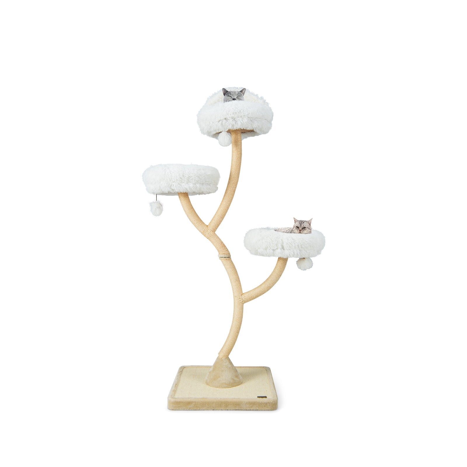 70 Inch Tall Cat Tree 4-Layer Cat Tower with 3 Perches and Dangling Balls Beige