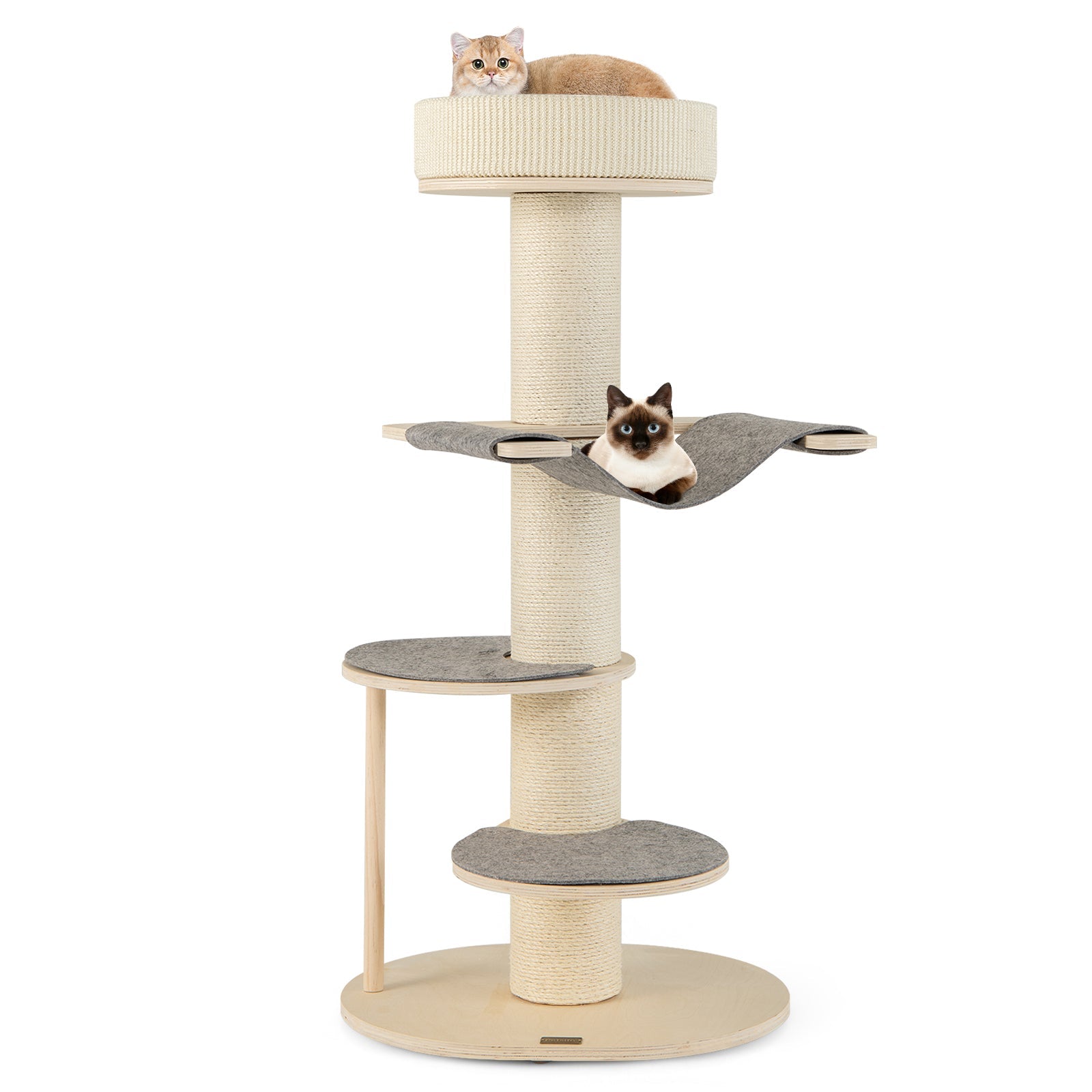 47 Inches Cat Tree for Indoor Cats with Thickened Sisal Scratching Posts-Gray Default Title