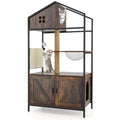 Cat Tree with Litter Box Enclosure Industrial Cat Tower Multi-level Cat Condo Furniture for Indoor Cats-Rustic Brown Default Title
