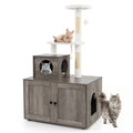 Cat Tree with Litter Box Enclosure with Cat Condo Gray
