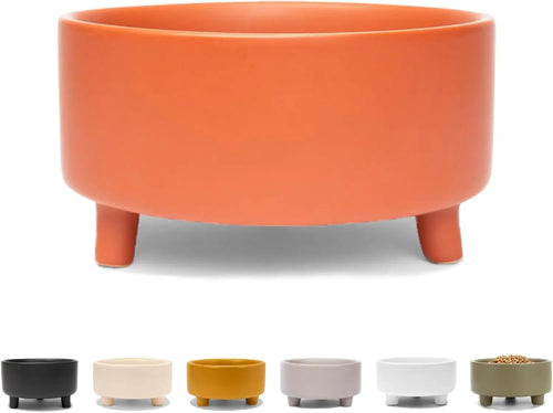 Ceramic Cat & Dog Pet Bowl, Elevated Stoneware Feeder, Dishwasher Safe Teracotta