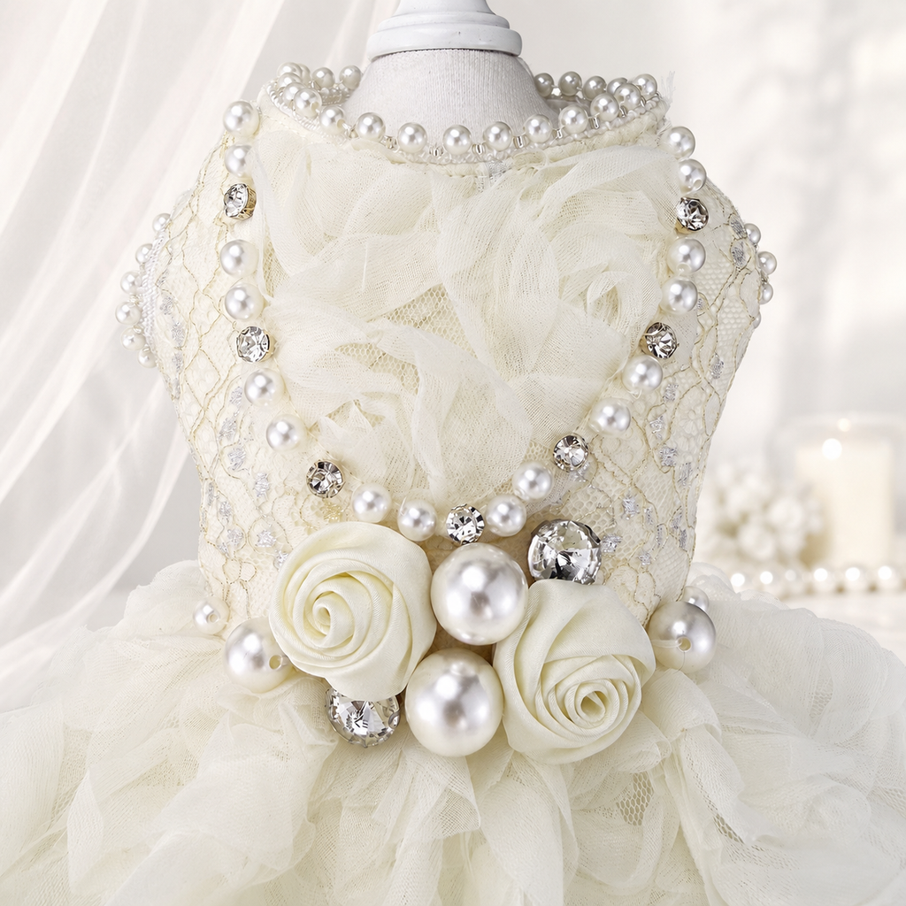 Pearl Rose Lace Pet Dress