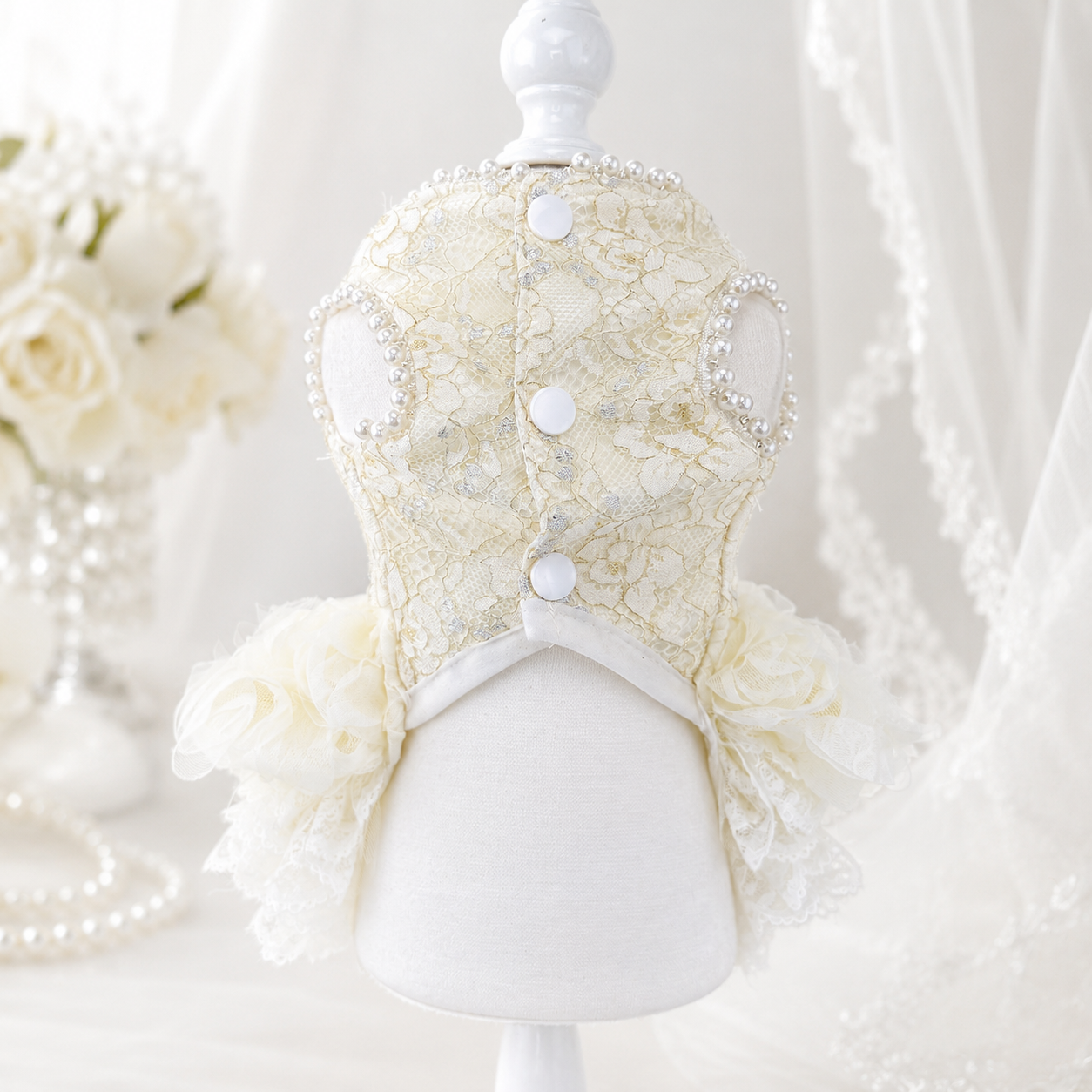 Pearl Rose Lace Pet Dress