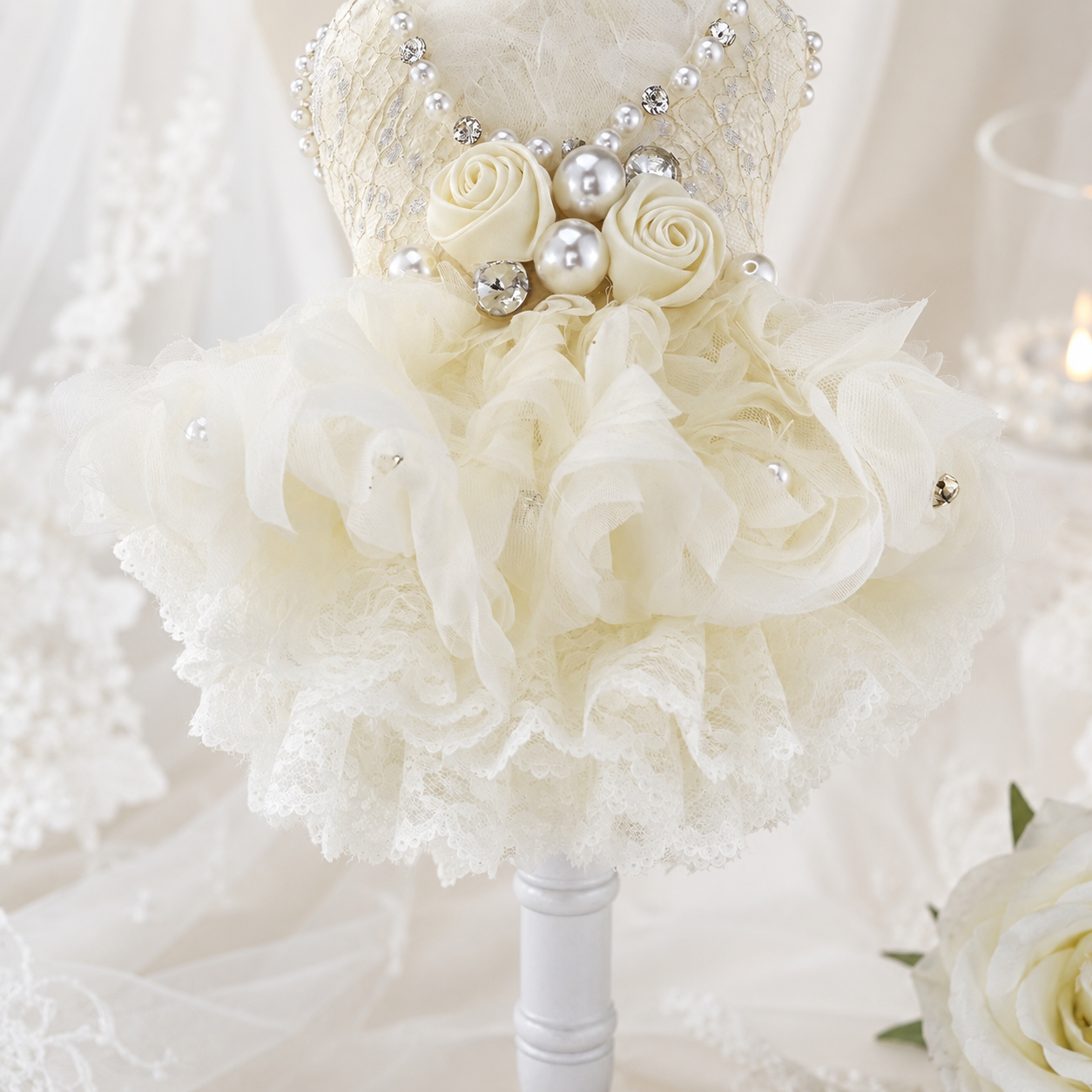 Pearl Rose Lace Pet Dress