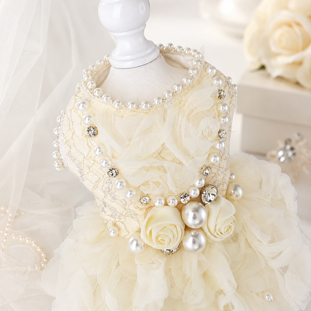 Pearl Rose Lace Pet Dress