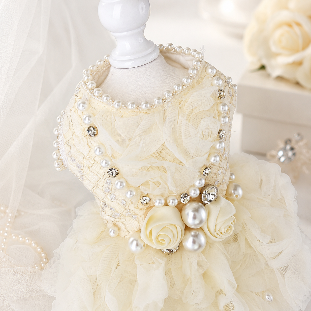 Pearl Rose Lace Pet Dress