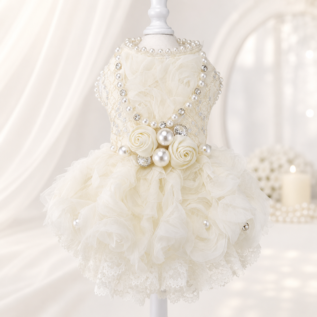 Pearl Rose Lace Pet Dress