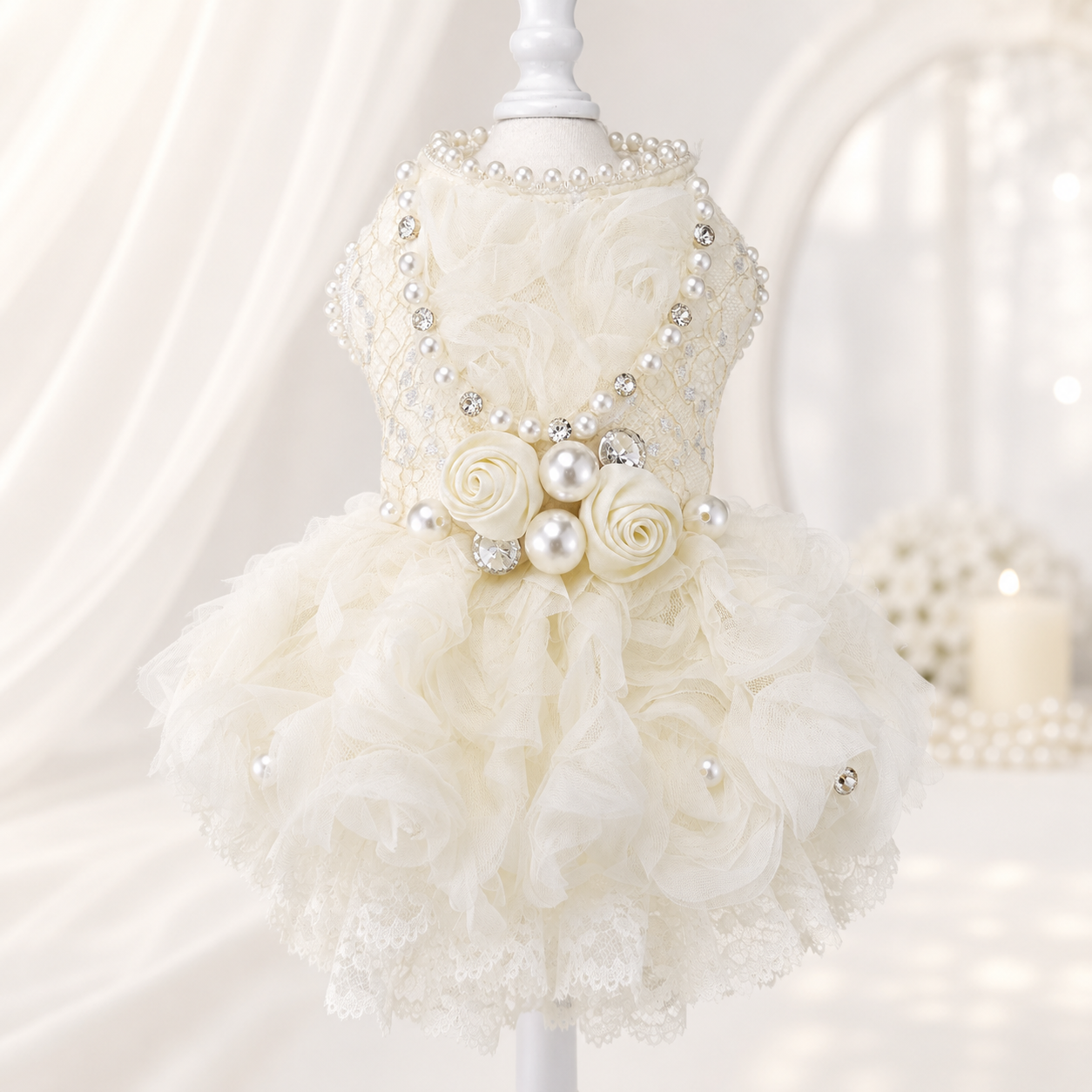 Pearl Rose Lace Pet Dress