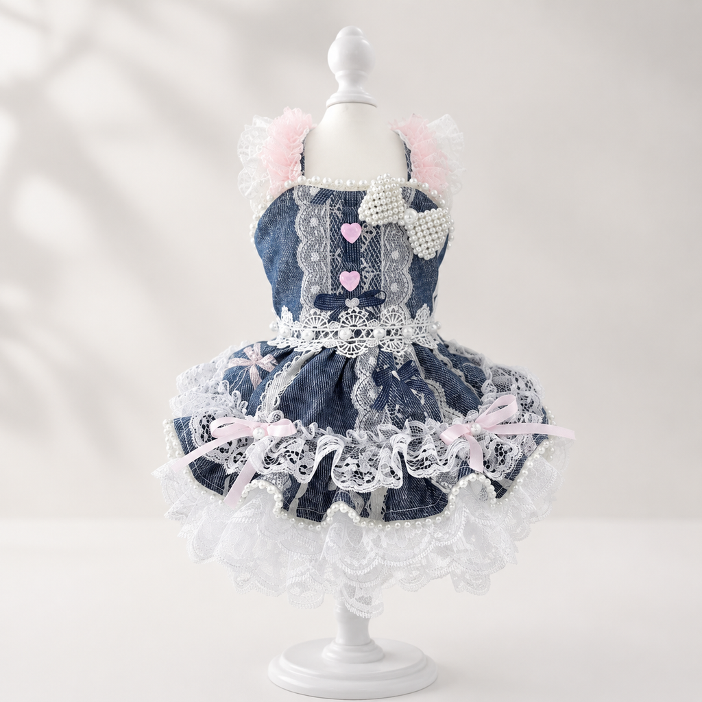 Denim Lace Pet Dress