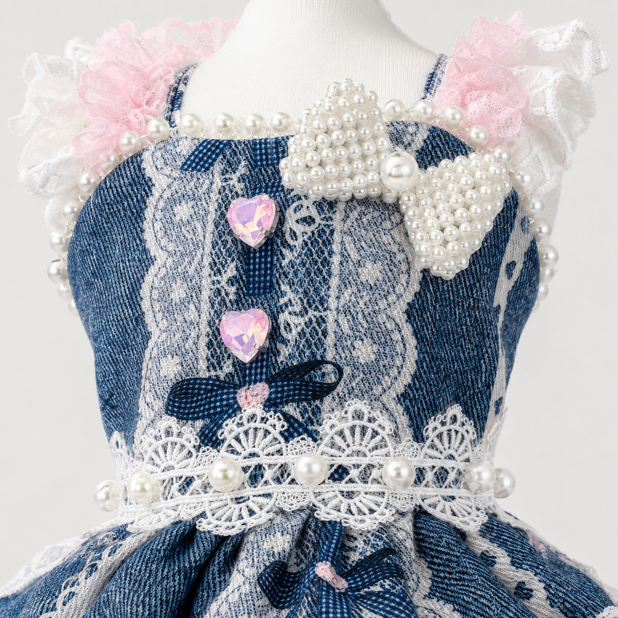 Denim Lace Pet Dress