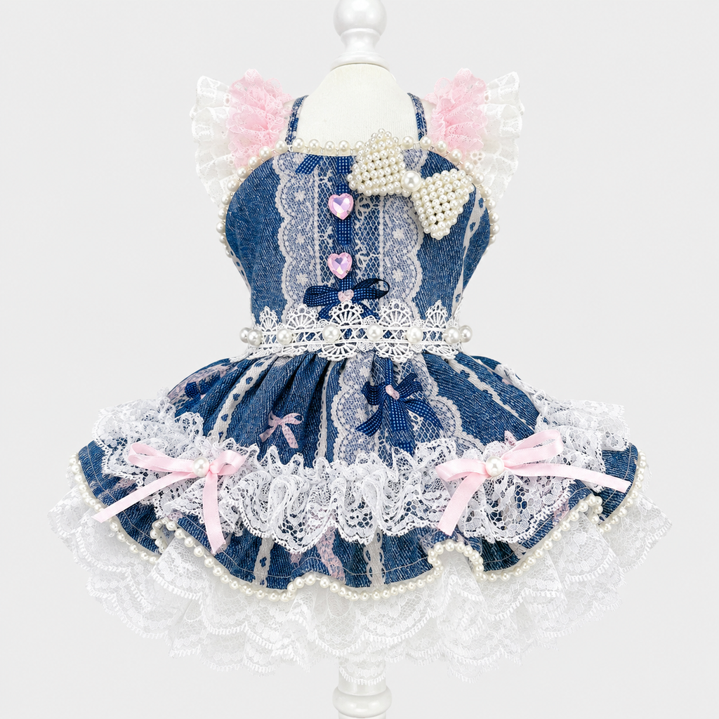 Denim Lace Pet Dress