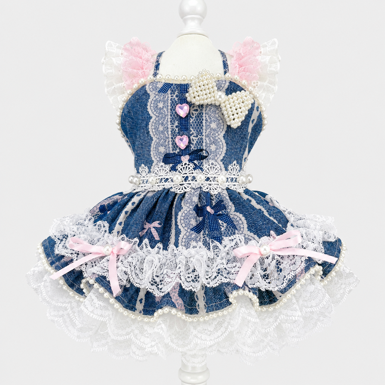 Denim Lace Pet Dress
