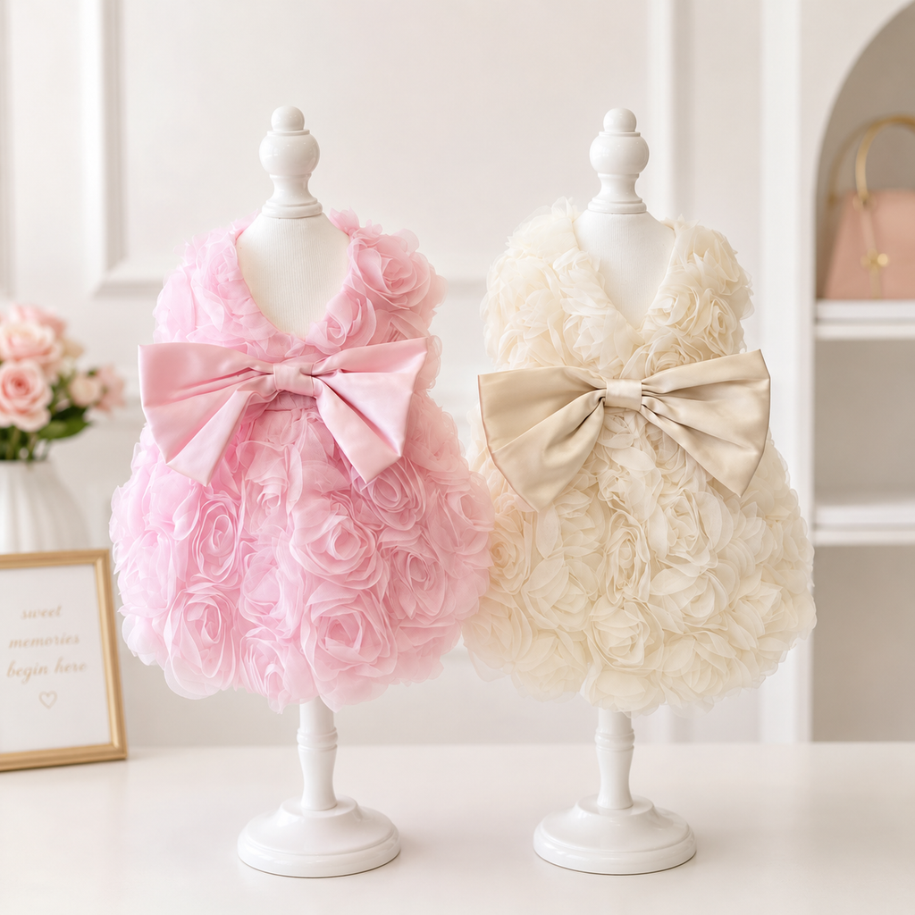 Rose Pet Dress with Satin Bow