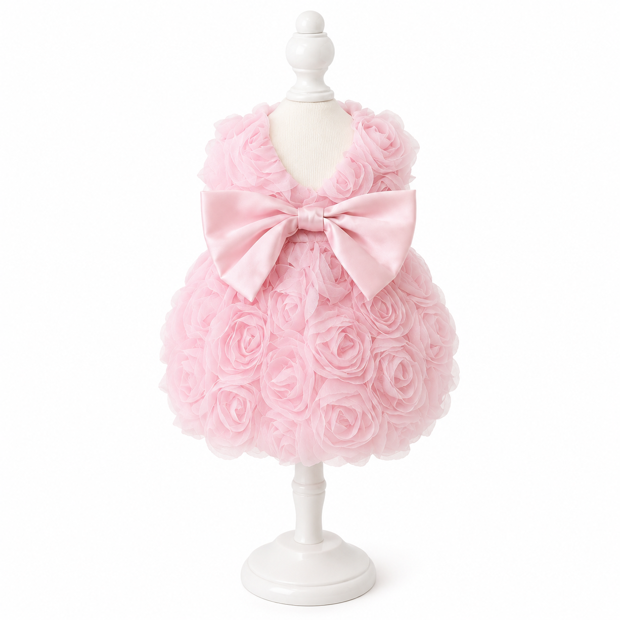 Rose Pet Dress with Satin Bow Pink