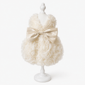 Rose Pet Dress with Satin Bow Beige