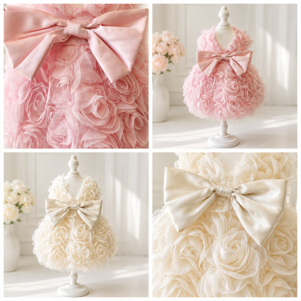 Rose Pet Dress with Satin Bow