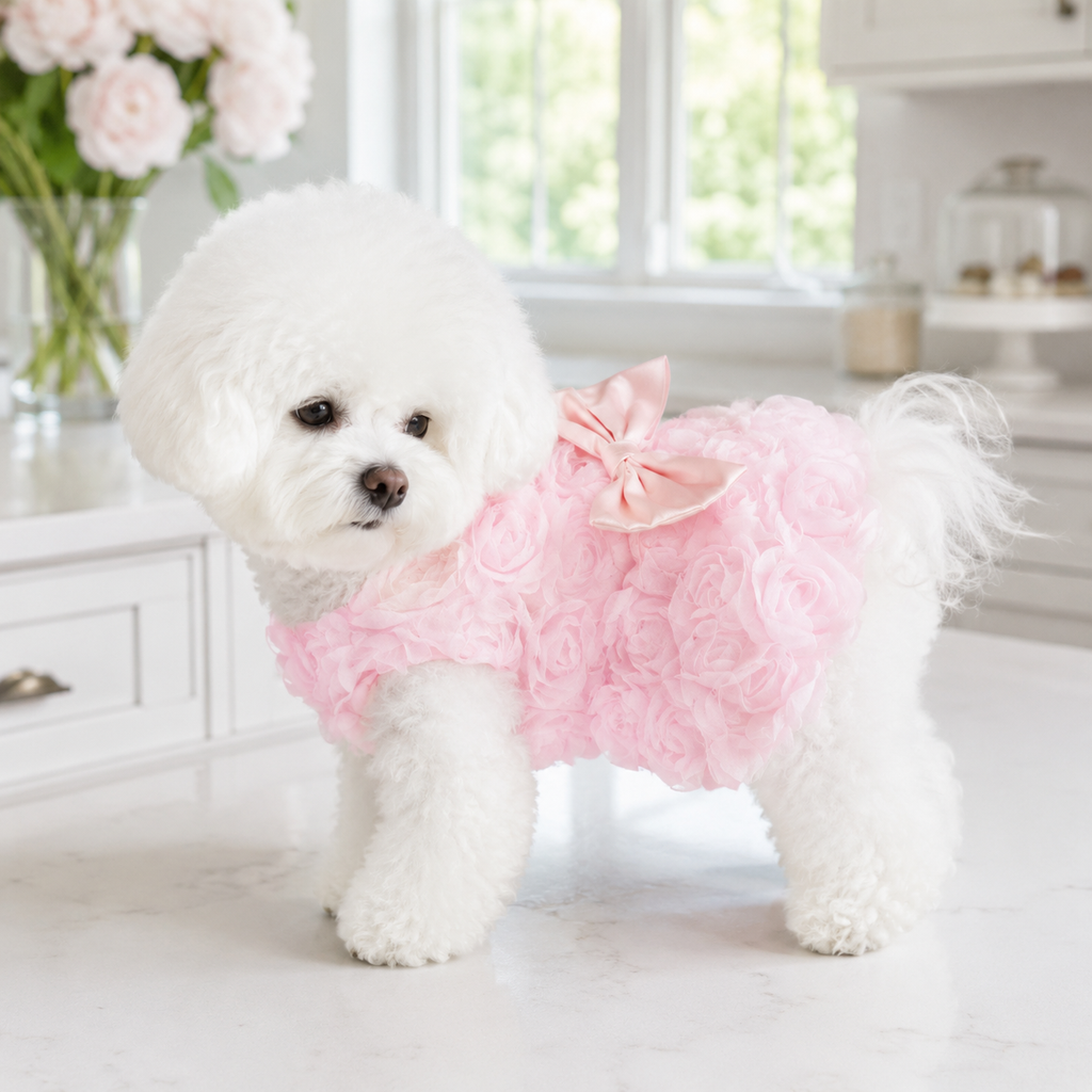 Rose Pet Dress with Satin Bow