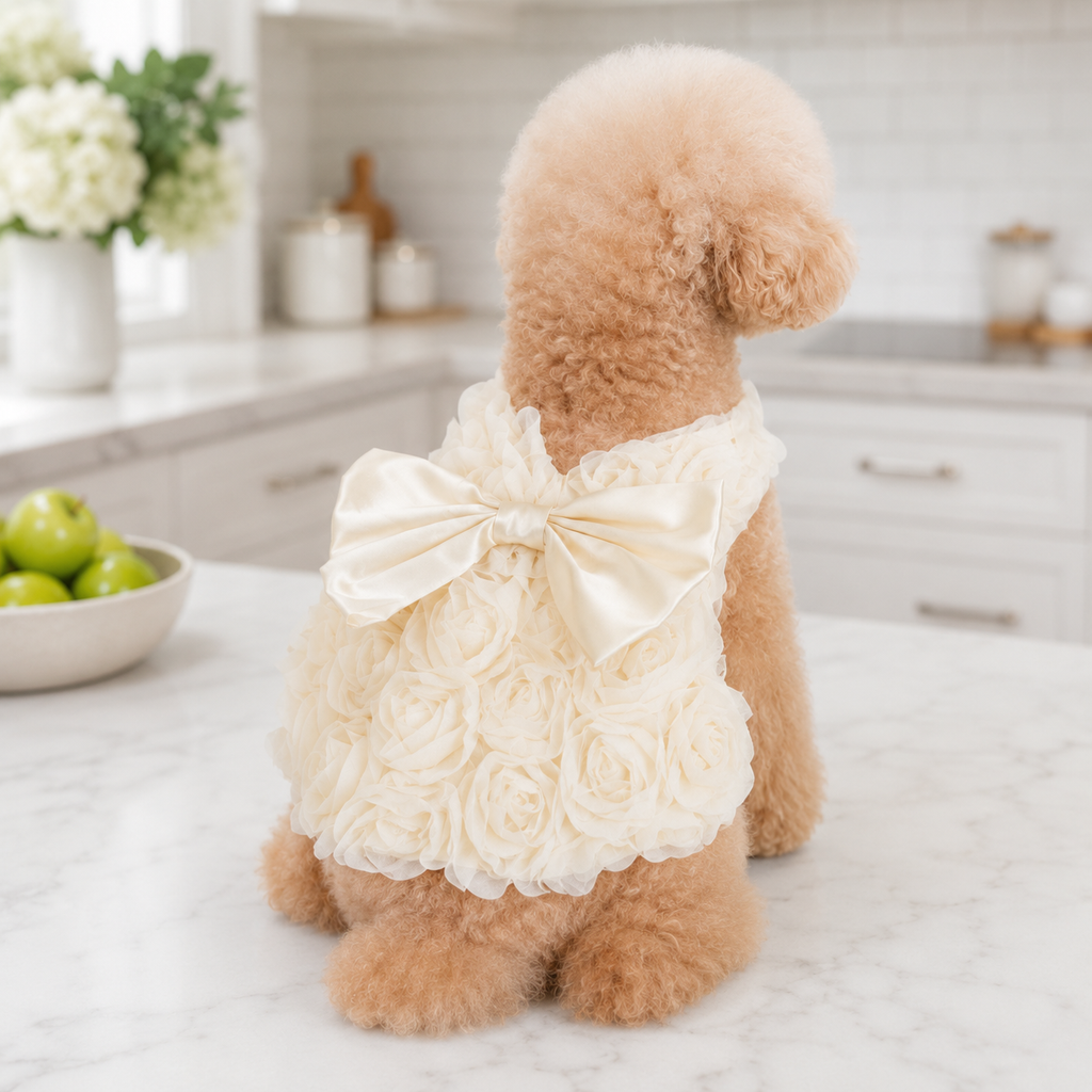 Rose Pet Dress with Satin Bow