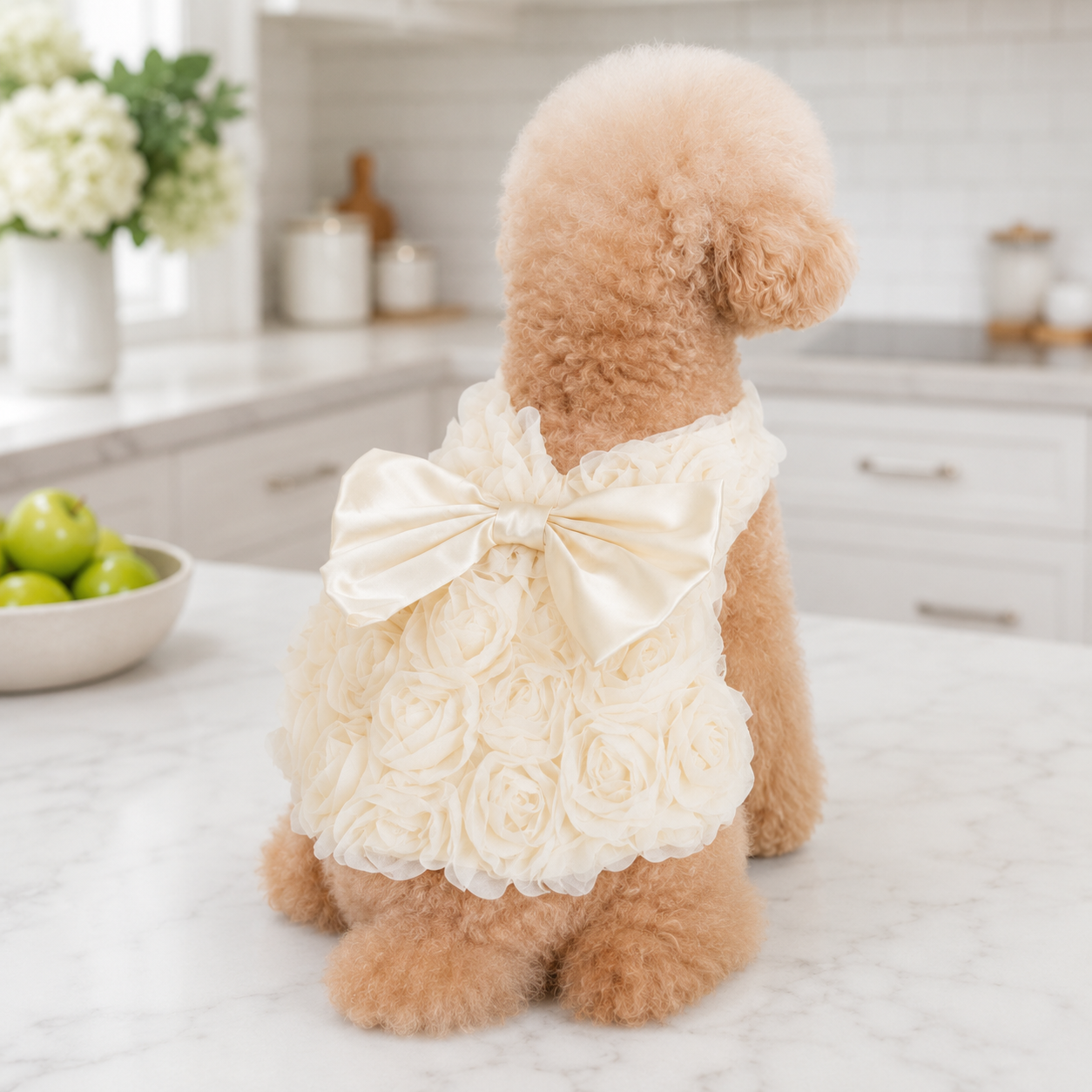 Rose Pet Dress with Satin Bow