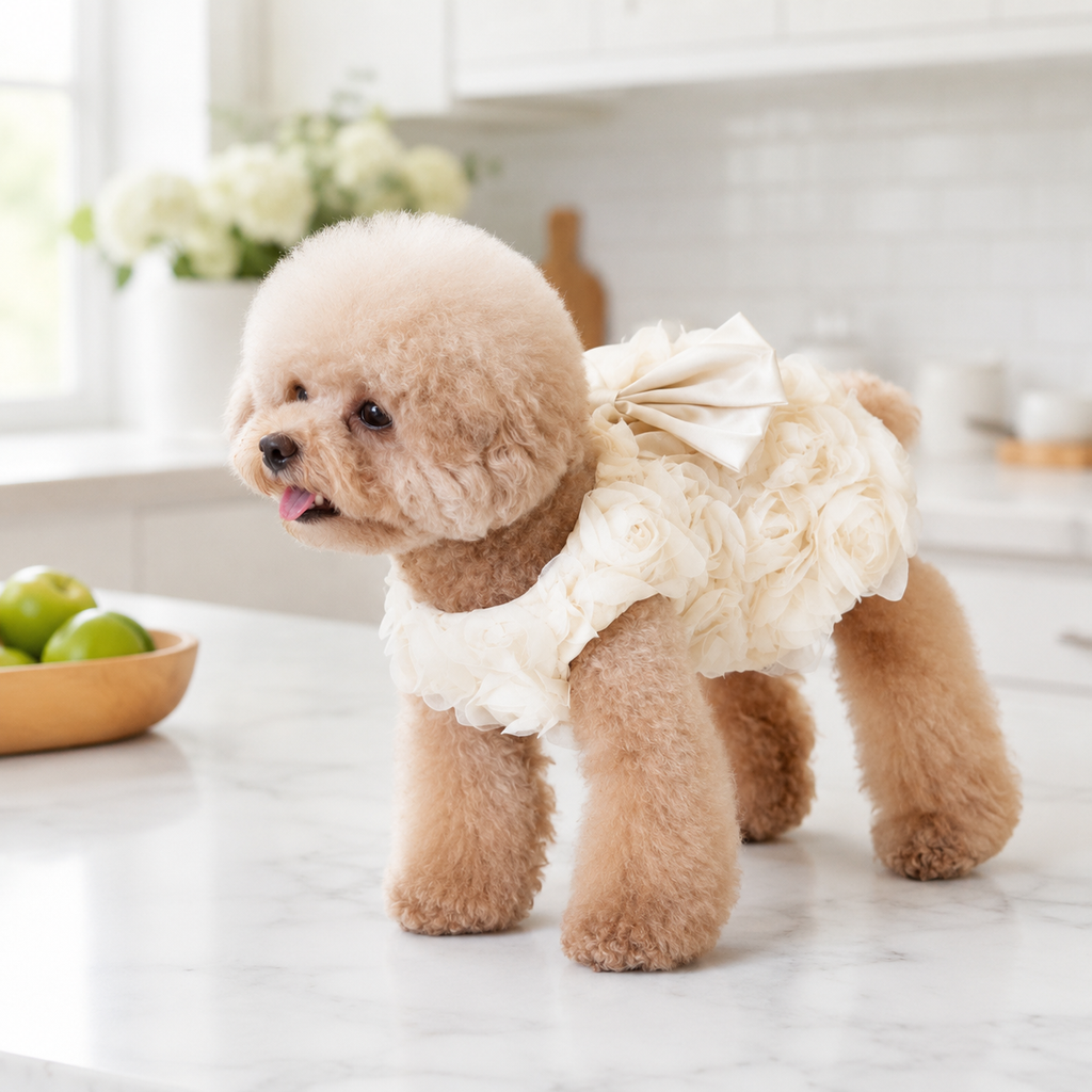 Rose Pet Dress with Satin Bow
