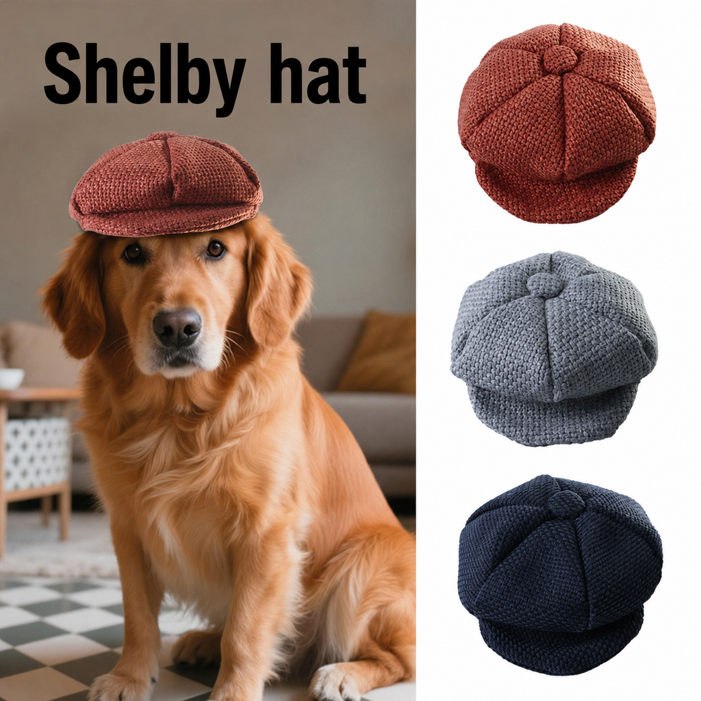 Vintage Shelby Flat Cap for Dogs and Cats Newsboy Hat Pet Costume Accessory