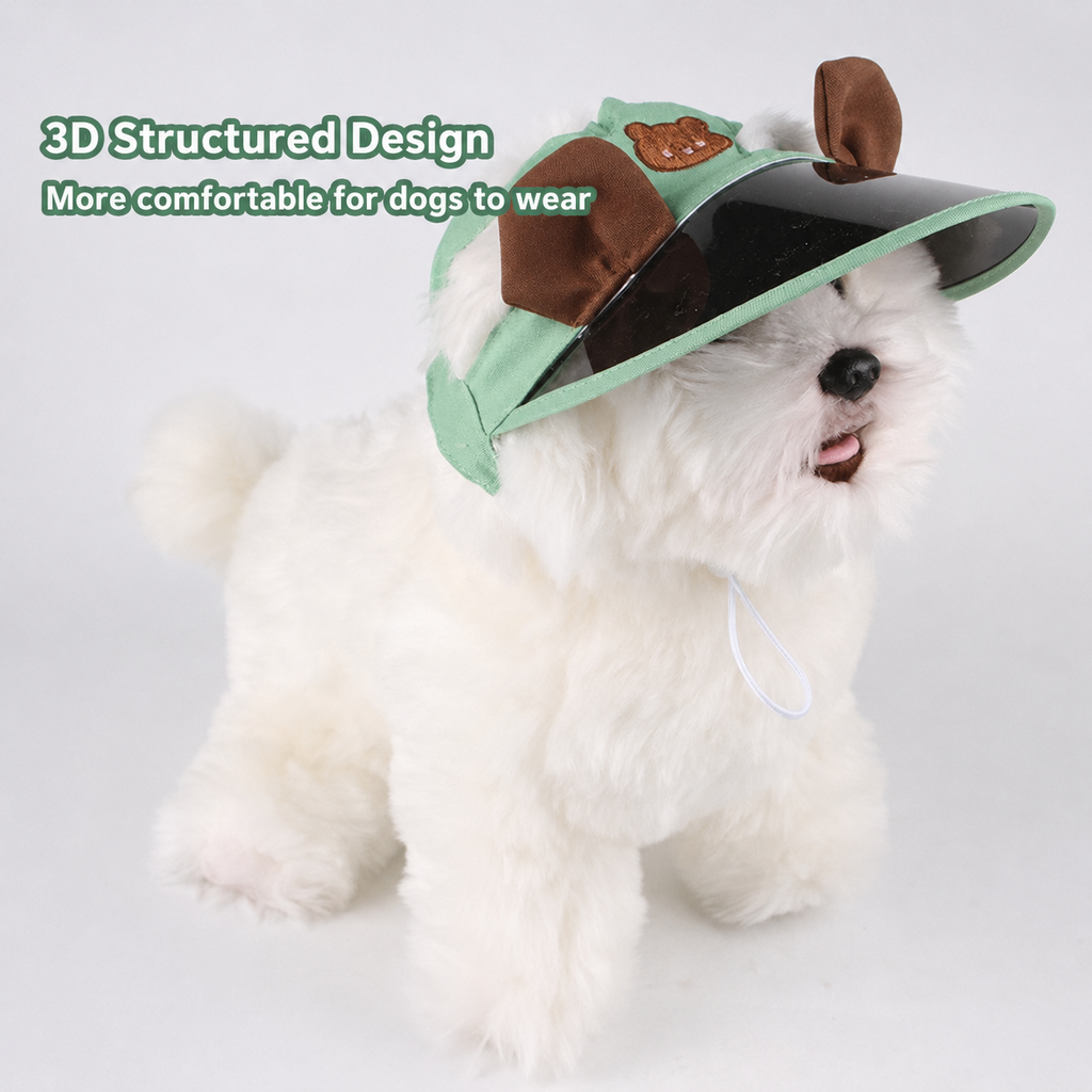 Cute Bear Ear Pet Sun Visor Hat Adjustable Dog Cap UV Protection Summer Puppy Sun Hat