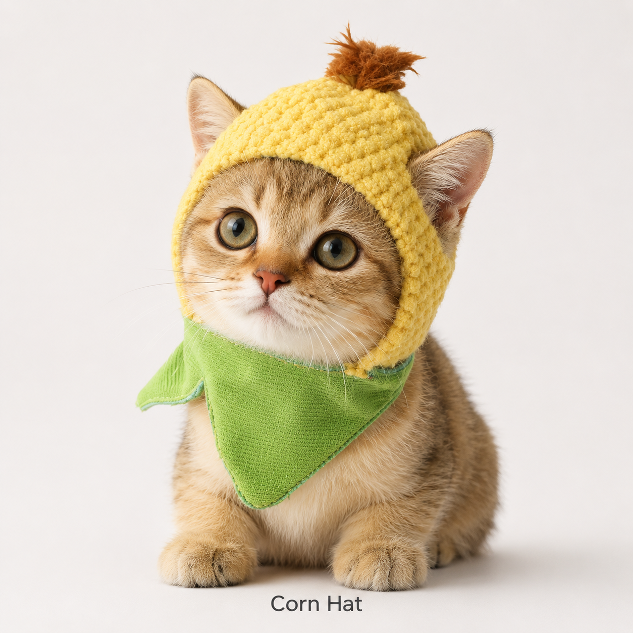 Cute Fruit & Vegetable Pet Hat Collection Banana Corn Peach Apple Cat Costume Hat for Cats & Small Dogs corn