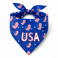 USA Patriotic Heart Print Dog Bandana Collar Scarf – Independence Day Pet Neckerchief for Small Medium Large Dogs blue