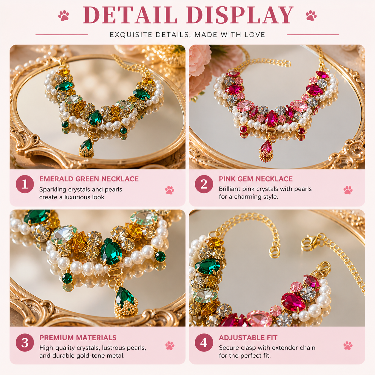 Luxury Pet Necklace Crystal Pearl Designer Dog Jewelry Collar