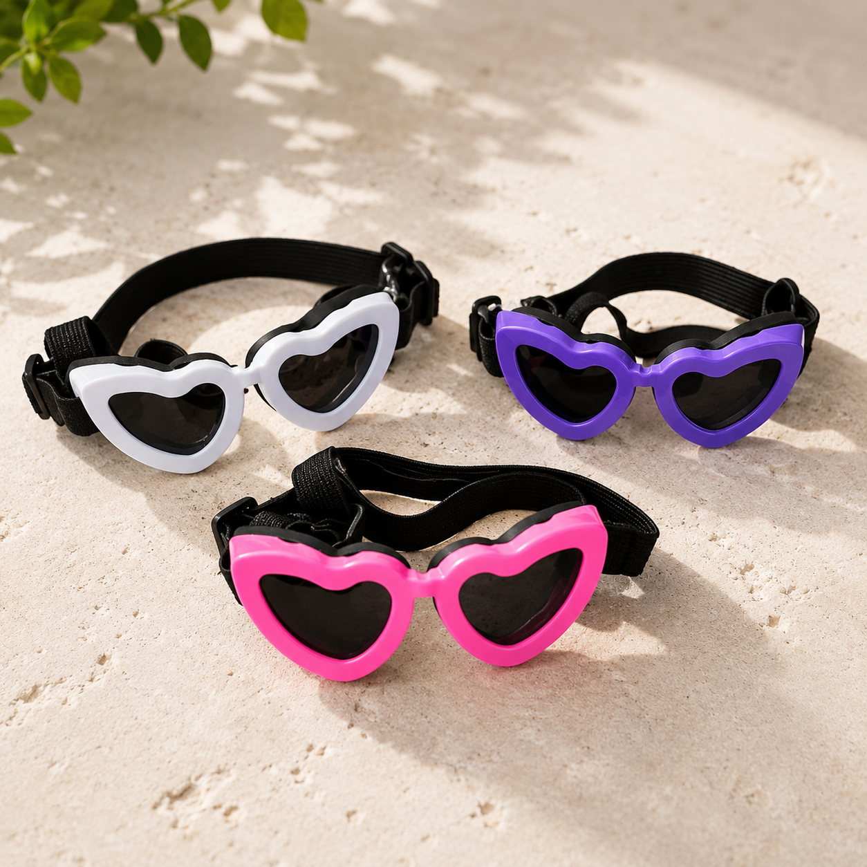 Heart Shaped Pet Sunglasses Adjustable Dog Goggles Cute Fashion Glasses for Small Dogs Cats UV Protection
