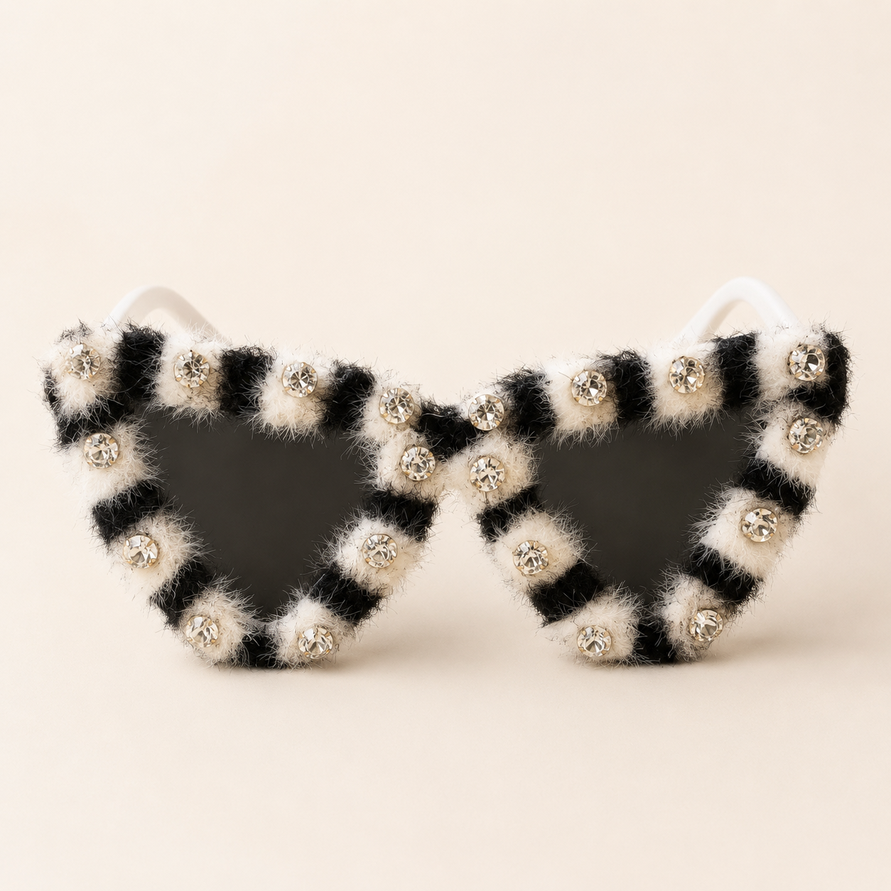 Luxury Pet Cat Eye Sunglasses – Rhinestone Furry Zebra Fashion Dog Glasses