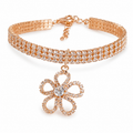 Luxury Crystal Flower Pet Necklace – Rhinestone Gold Dog & Cat Jewelry Collar