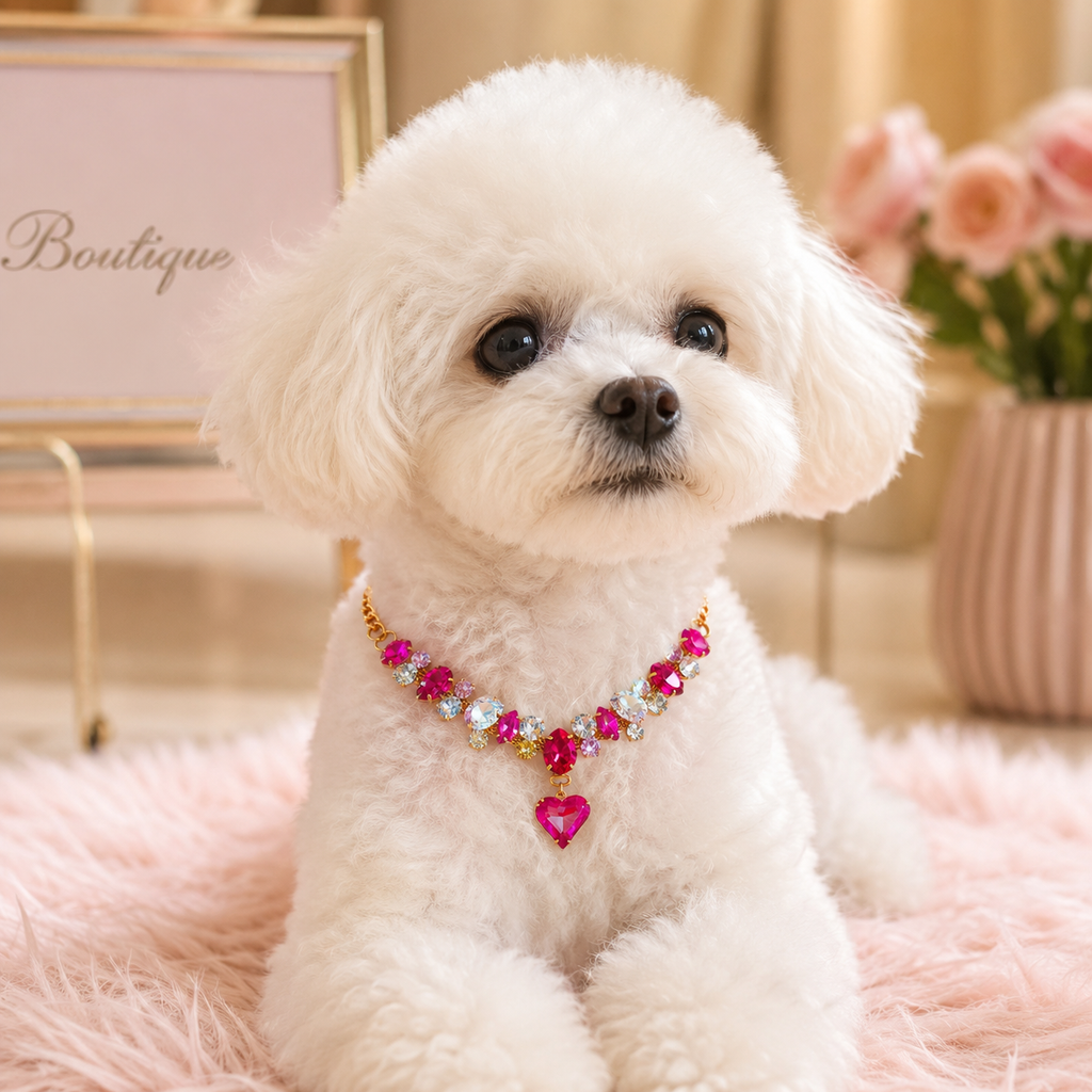 Crystal Heart Pet Necklace Dog accessories