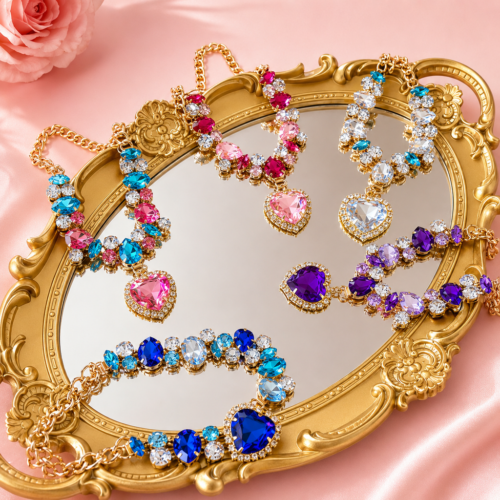 Luxury Heart Crystal Pet Necklace Dog Accessories