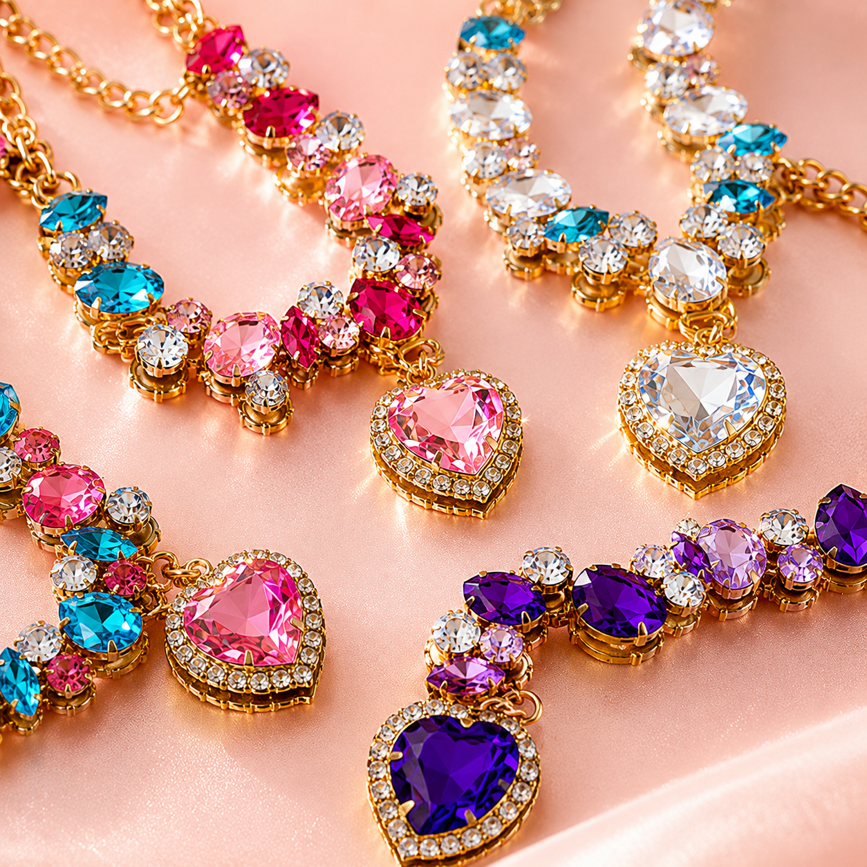 Luxury Heart Crystal Pet Necklace Dog Accessories