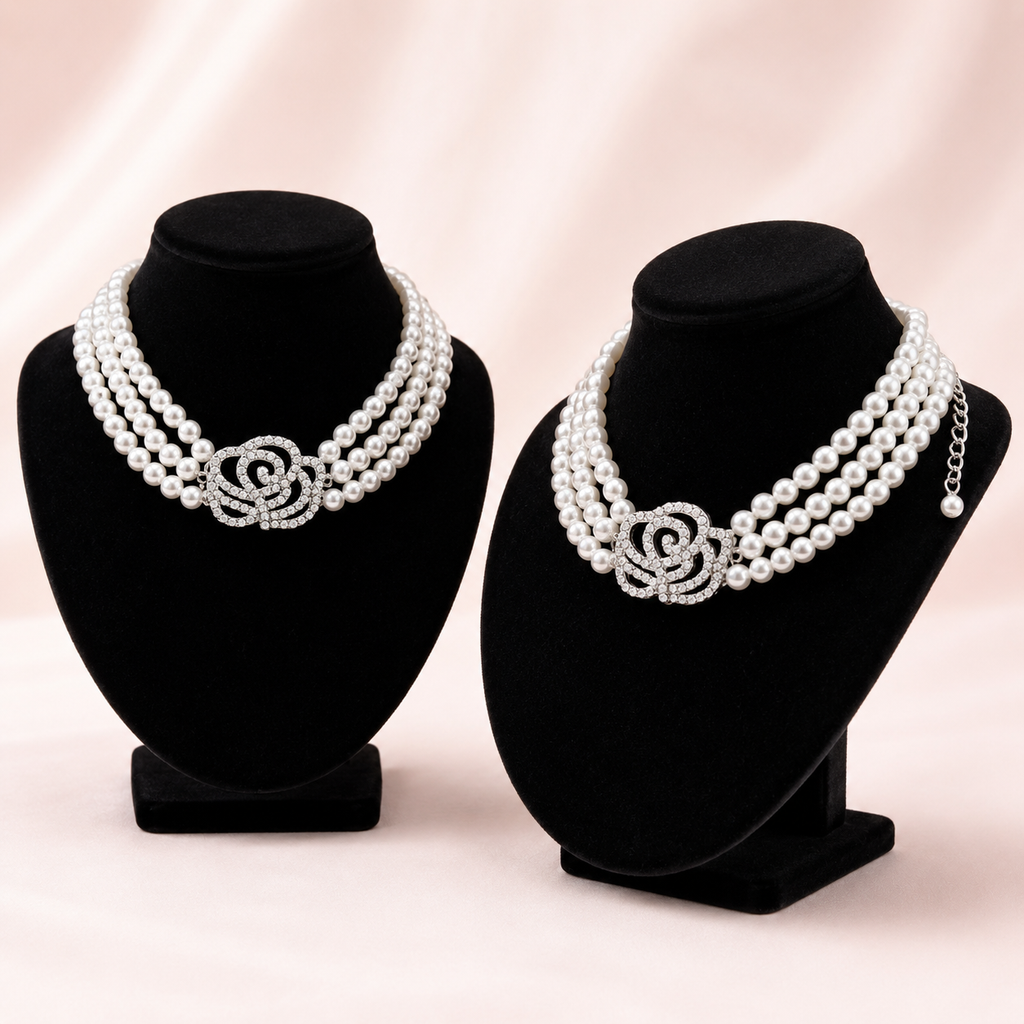 Pearl Rose Pet Necklace Luxury Dog Jewelry Accessories