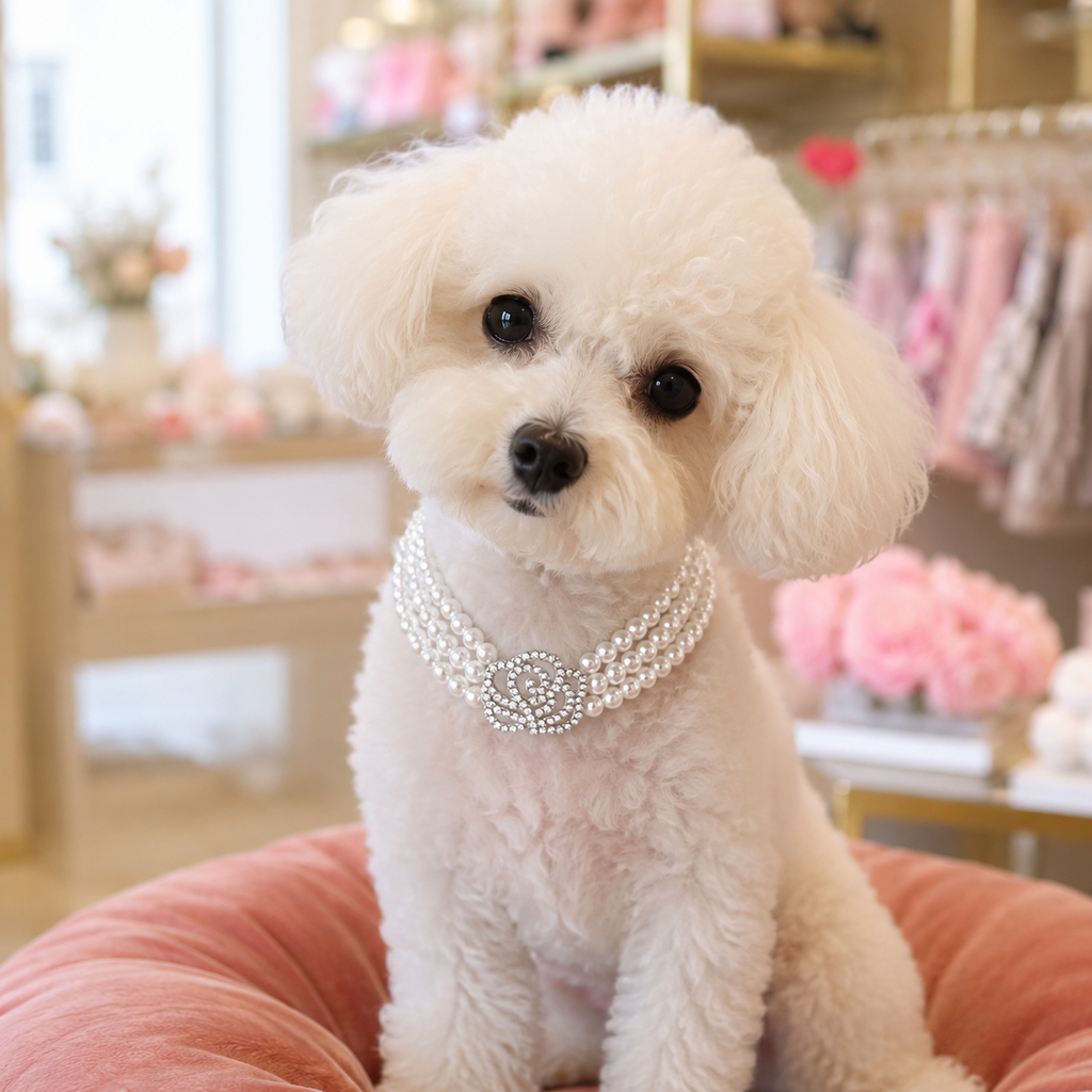 Pearl Rose Pet Necklace Luxury Dog Jewelry Accessories